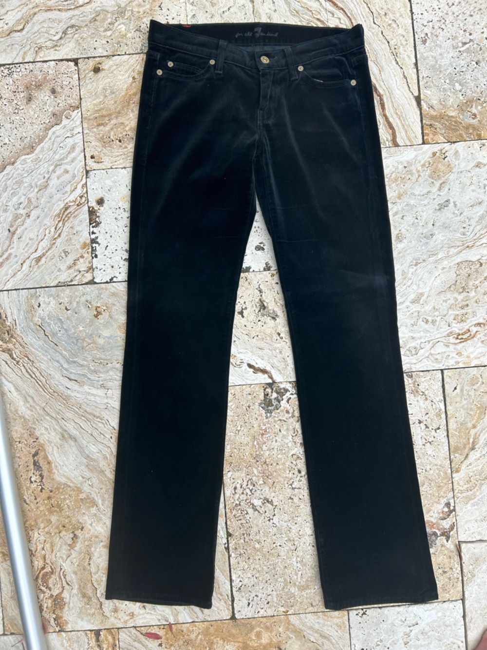 7 For All Mankind Women's velvet Straight Leg Jeans in Black